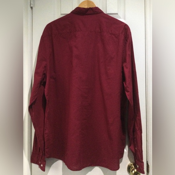 H&M Men's Burgundy Cotton Casual Button Down Shirt - Picture 5 of 5